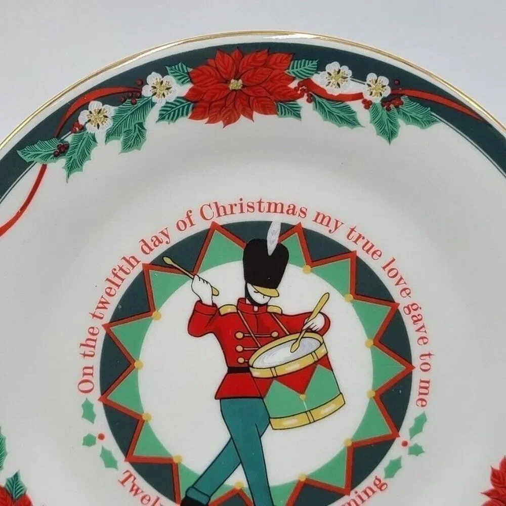 Vintage Tienshan 12 Days of Christmas Twelve Drummers Drumming Plate 7.5